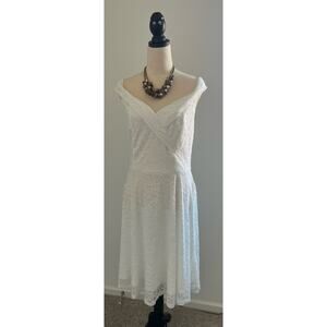 NEW H R HOMRAIN Elegant Floral Lace Sleeveless lWhite Knee  Length Dress 3XL